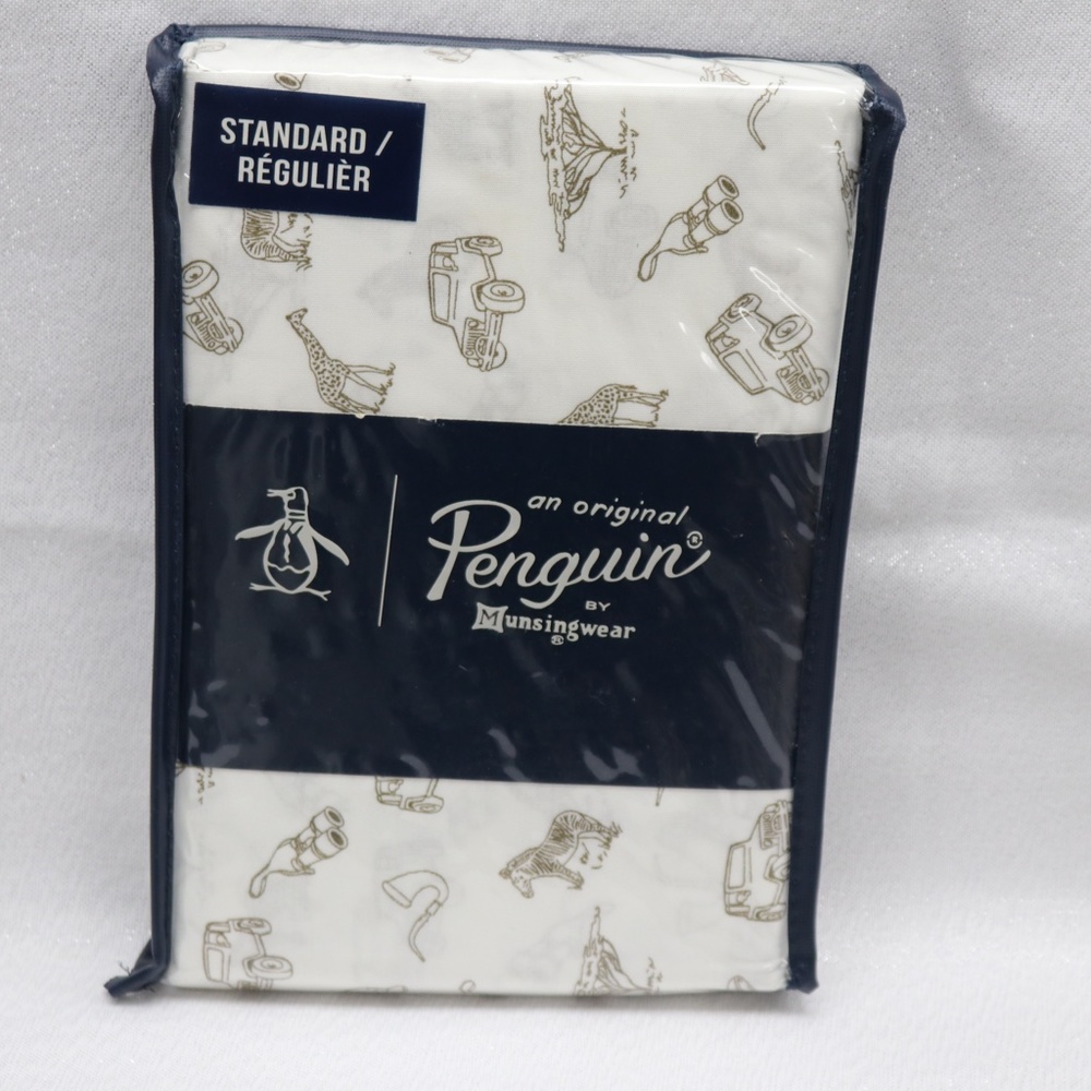 AN ORIGINAL PENGUIN SAFARI ANIMALS GEAR STANDARD PILLOWCASES-BROWN/WHITE-NEW S/2 - Picture 4 of 4
